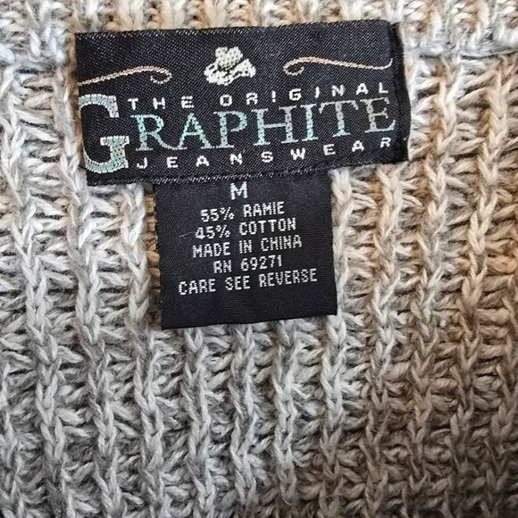 THE ORIGINAL GRAPHITE JEANSWEAR SIZE MEDIUM RAMIE COTTON SWEATER HEATHER GRAY - Picture 2 of 9